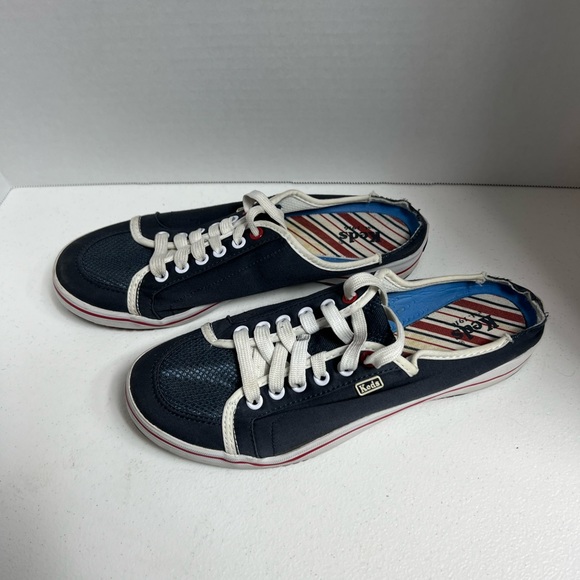 Keds Kickstart Canvas Mule Sneaker Lace-up Slip-on Arch Support Navy Red…Size7 - Picture 2 of 7